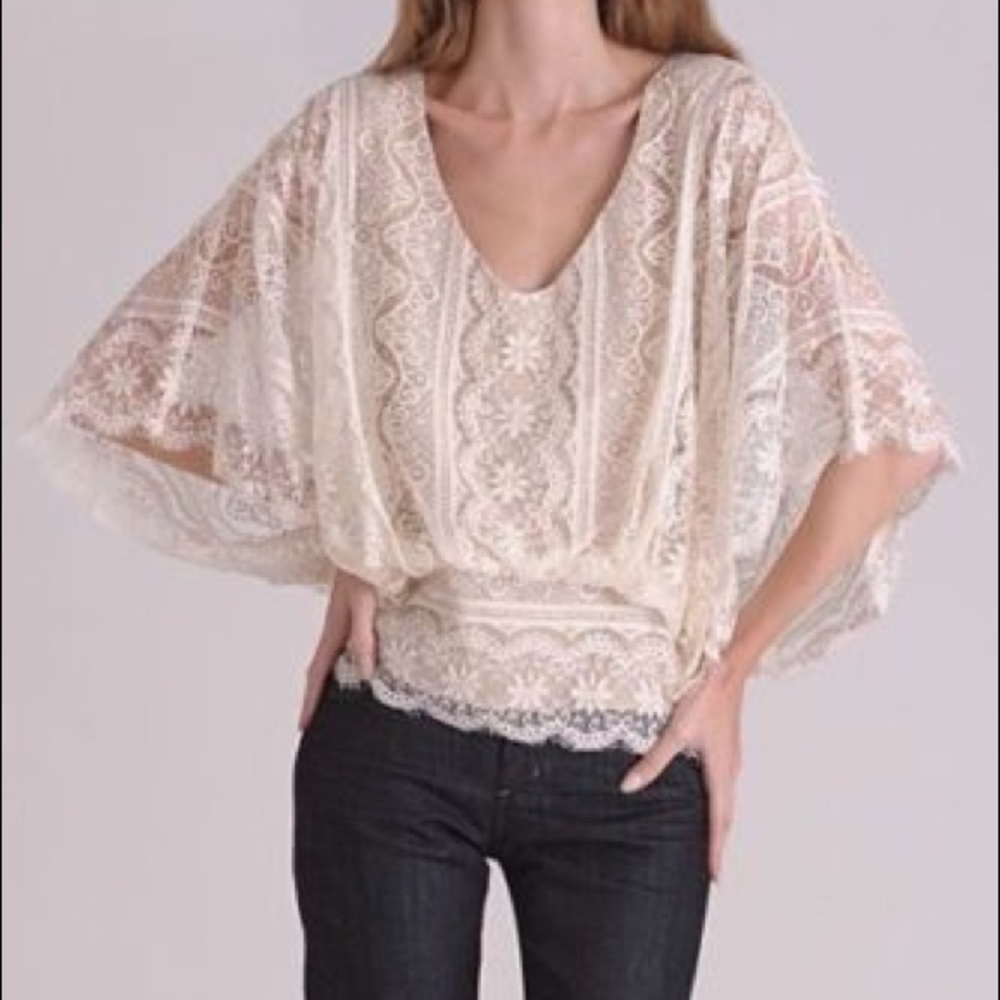 Beyond Vintage White Lace Blouse